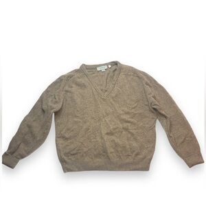 LL Bean Khaki Brown Lambswool Knit Sweater Large